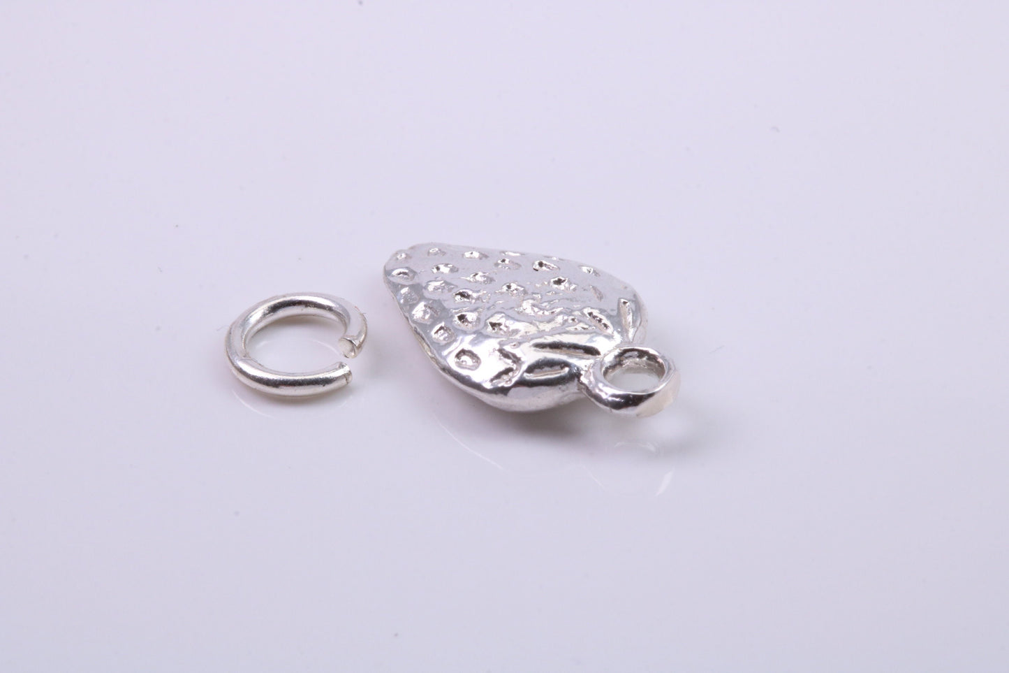 Strawberry Charm, Traditional Charm, Made from Solid 925 Grade Sterling Silver, Complete with Attachment Link