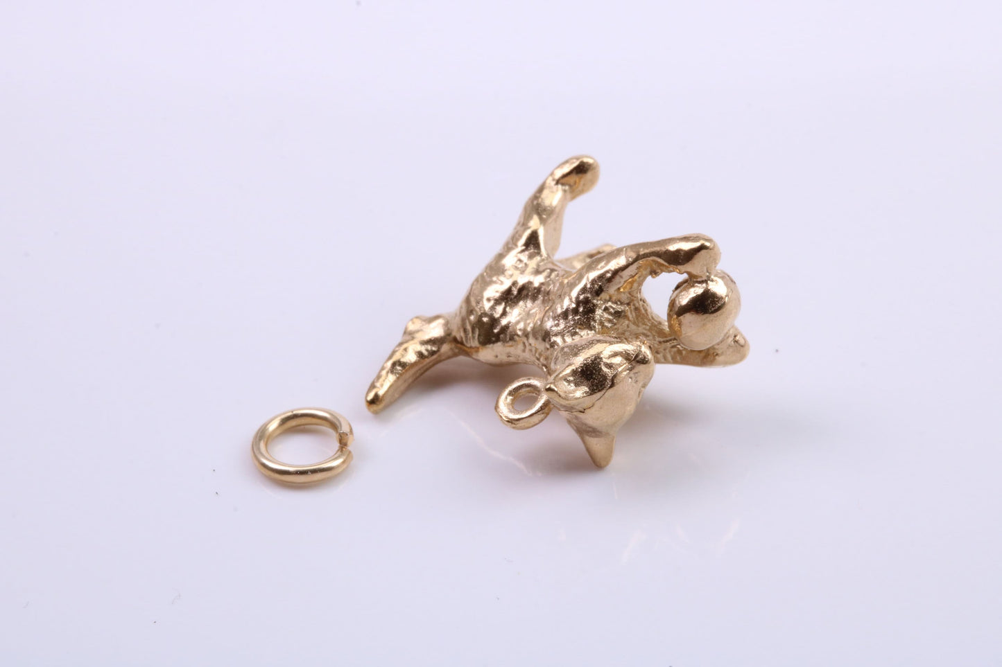 Cat Charm, Traditional Charm, Made from Solid 9ct Yellow Gold, British Hallmarked, Complete with Attachment Link