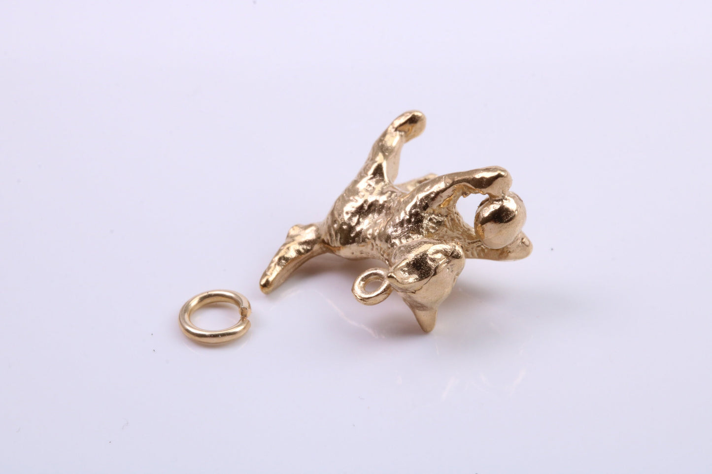 Cat Charm, Traditional Charm, Made from Solid 9ct Yellow Gold, British Hallmarked, Complete with Attachment Link