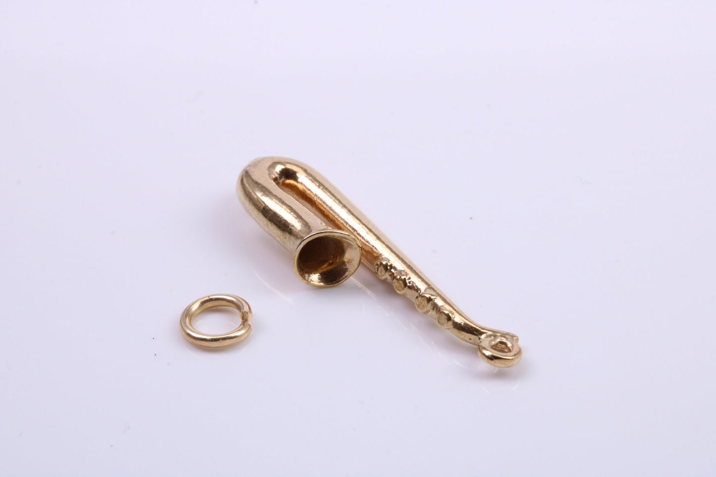 Saxophone Charm, Traditional Charm, Made from Solid 9ct Yellow Gold, British Hallmarked, Complete with Attachment Link