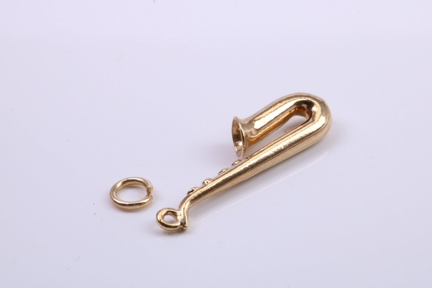Saxophone Charm, Traditional Charm, Made from Solid 9ct Yellow Gold, British Hallmarked, Complete with Attachment Link