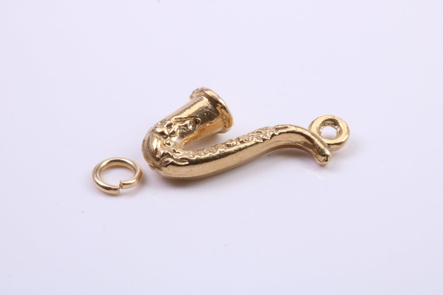 Saxophone Charm, Traditional Charm, Made from Solid 9ct Yellow Gold, British Hallmarked, Complete with Attachment Link