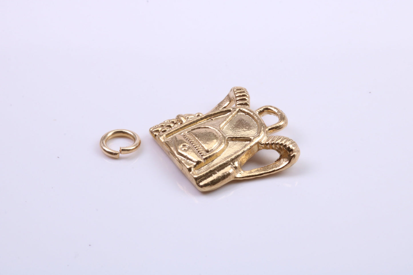 Back Pack Charm, Traditional Charm, Made from Solid 9ct Yellow Gold, British Hallmarked, Complete with Attachment Link