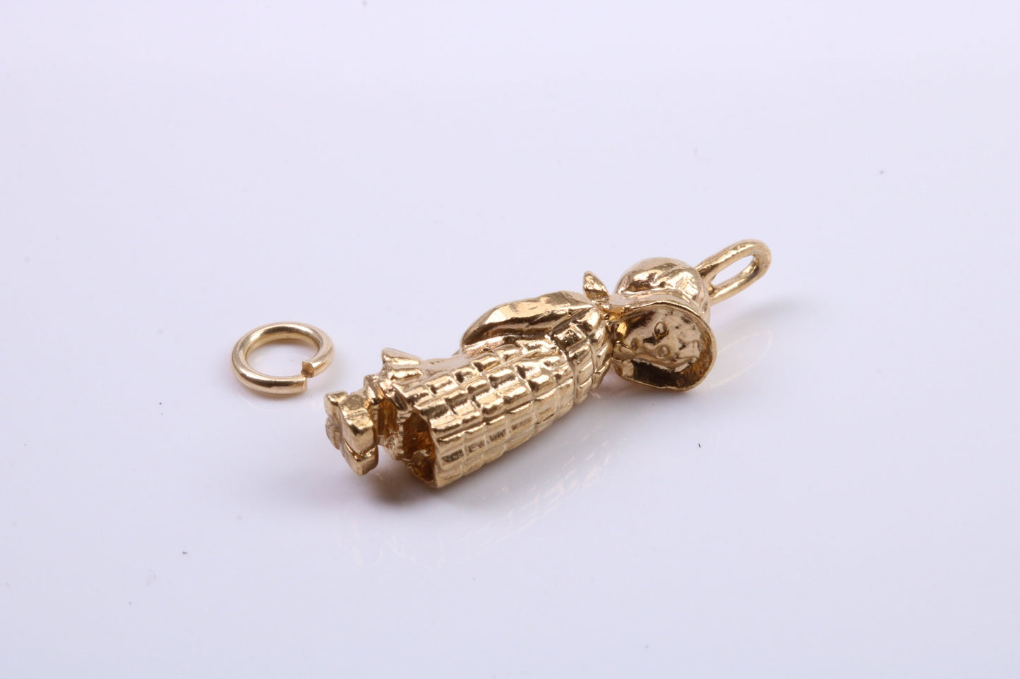 Little Bo Peep Charm, Traditional Charm, Made from Solid 9ct Yellow Gold, British Hallmarked, Complete with Attachment Link