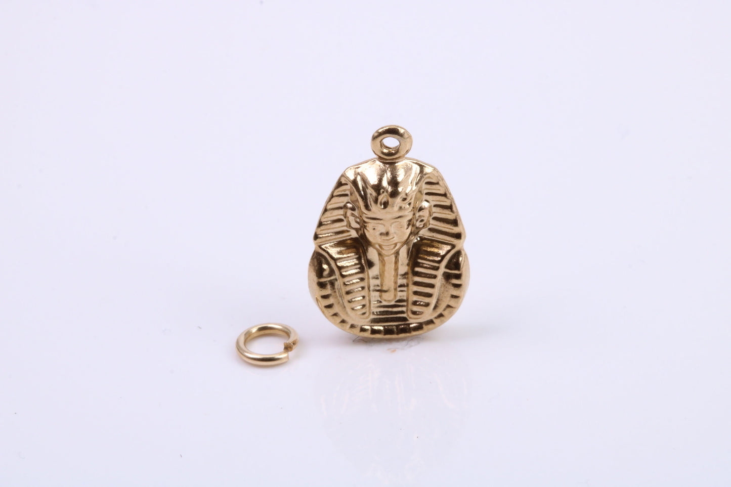 King Tutankhamun Charm, Traditional Charm, Made from Solid 9ct Yellow Gold, British Hallmarked, Complete with Attachment Link