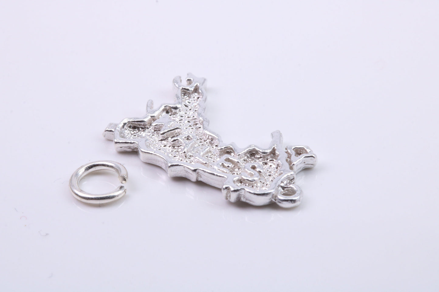Map of Wales Charm, Traditional Charm, Made from Solid 925 Grade Sterling Silver, Complete with Attachment Link