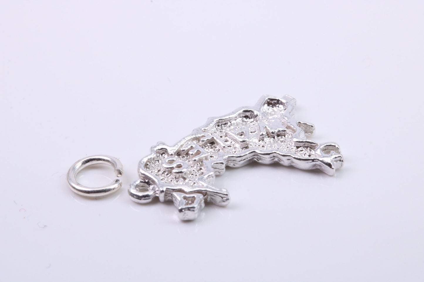 Map of Wales Charm, Traditional Charm, Made from Solid 925 Grade Sterling Silver, Complete with Attachment Link