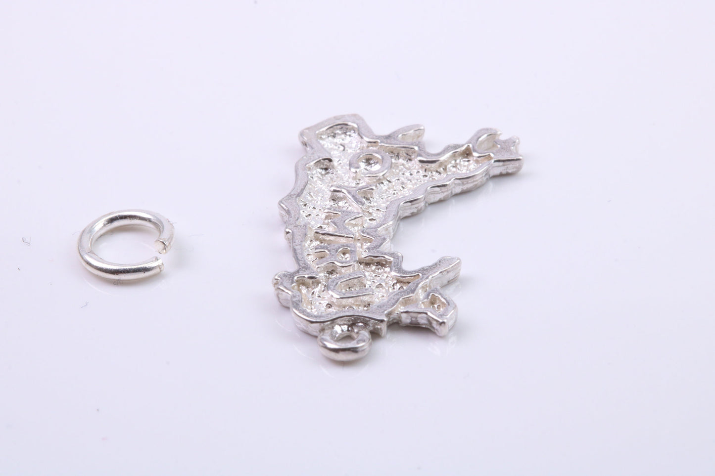 Map of Cymru Charm, Traditional Charm, Made from Solid 925 Grade Sterling Silver, Complete with Attachment Link