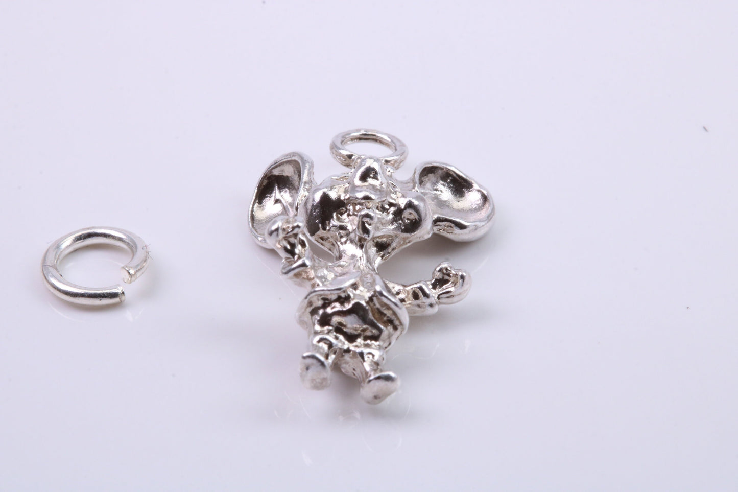 Standing Mouse Charm, Traditional Charm, Made from Solid 925 Grade Sterling Silver, Complete with Attachment Link