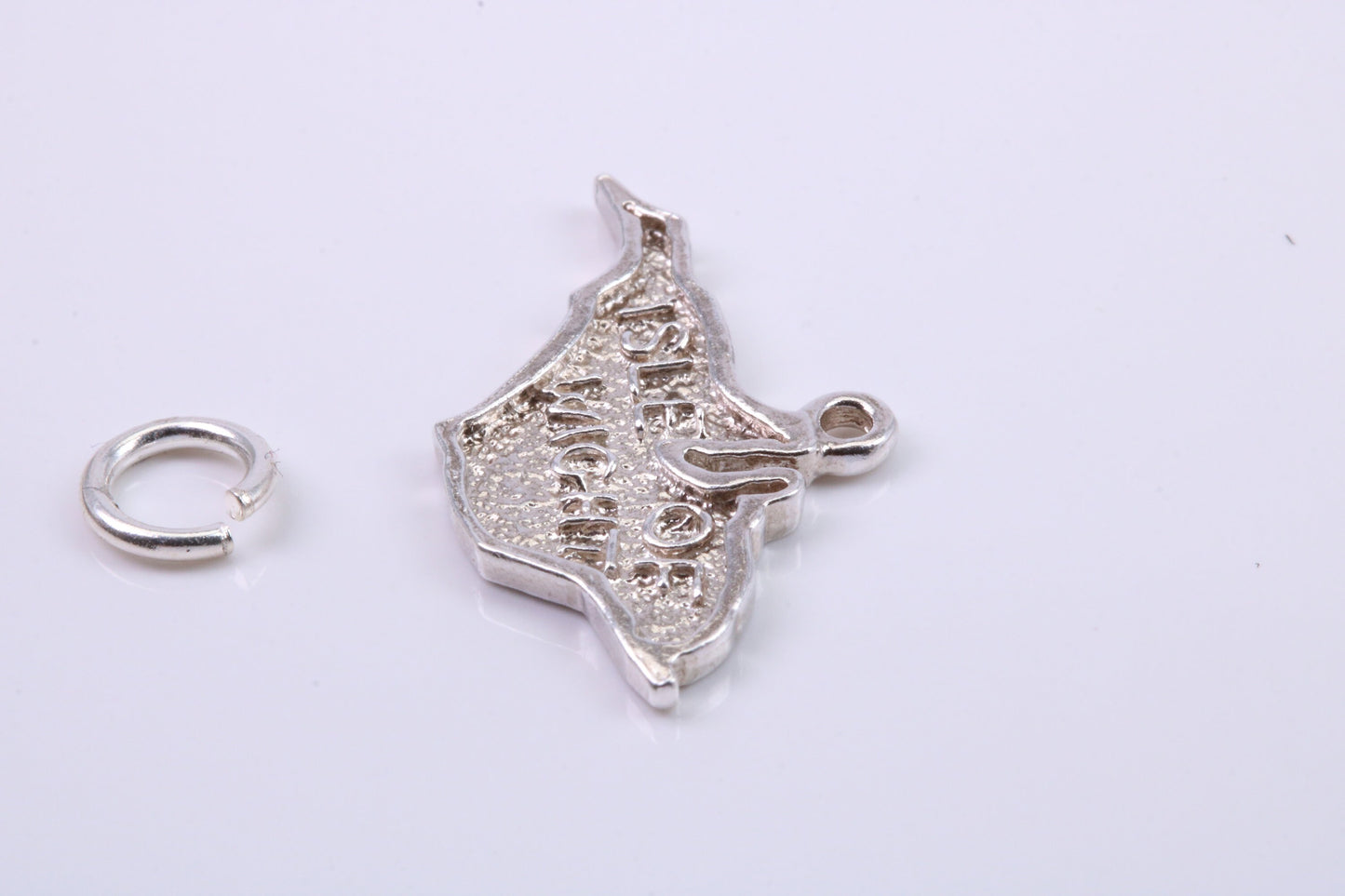 Map of Isle of White Charm, Traditional Charm, Made from Solid 925 Grade Sterling Silver, Complete with Attachment Link