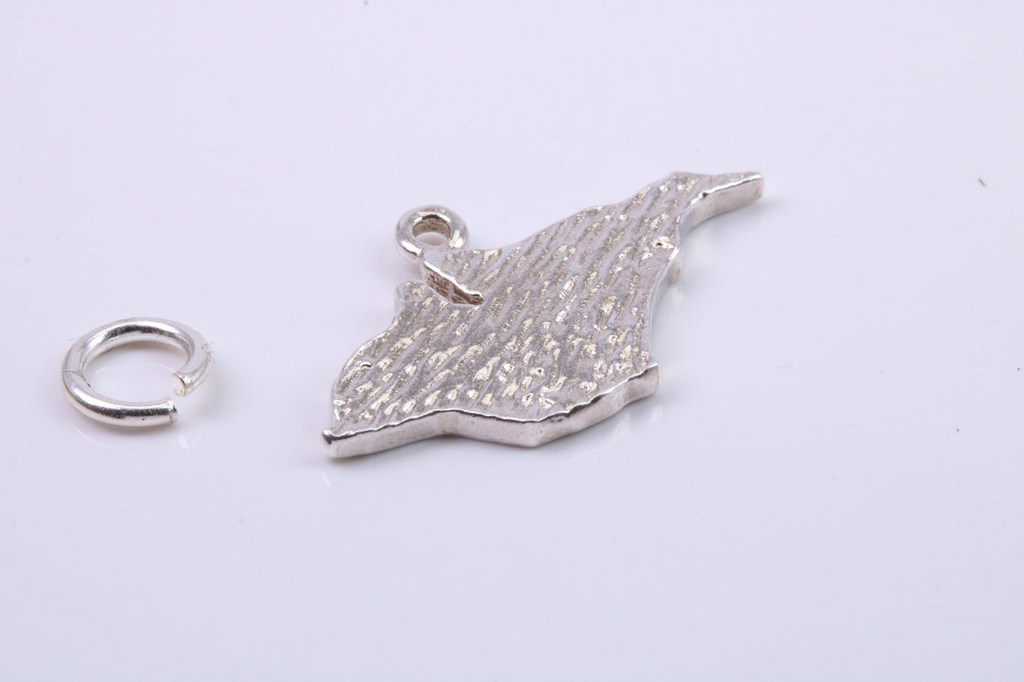 Map of Isle of White Charm, Traditional Charm, Made from Solid 925 Grade Sterling Silver, Complete with Attachment Link