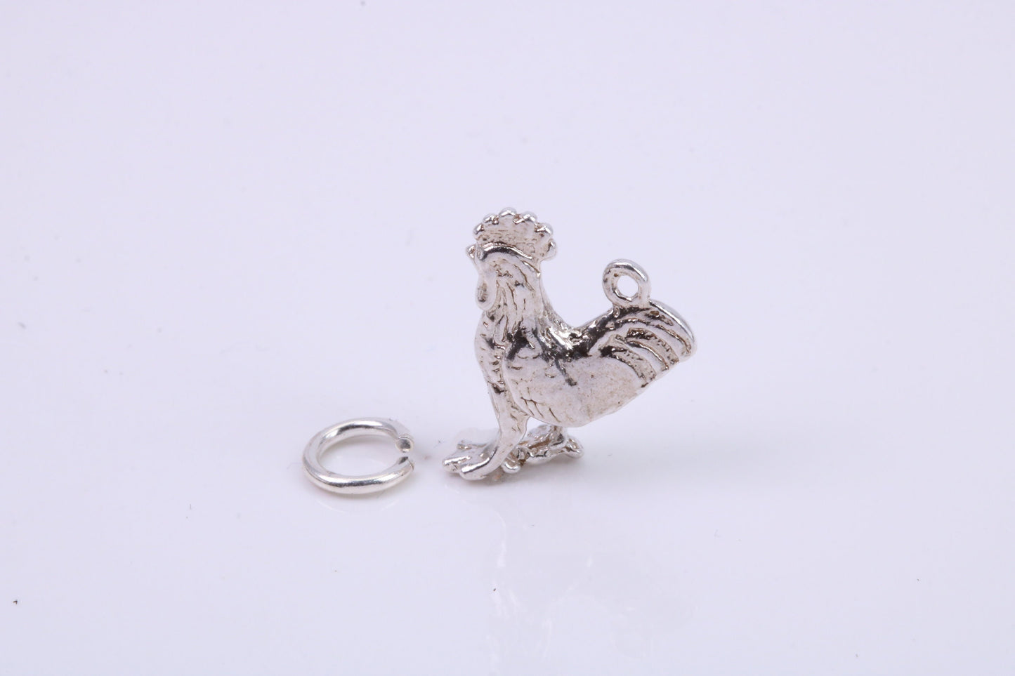 Cockerel Charm, Traditional Charm, Made from Solid 925 Grade Sterling Silver, Complete with Attachment Link