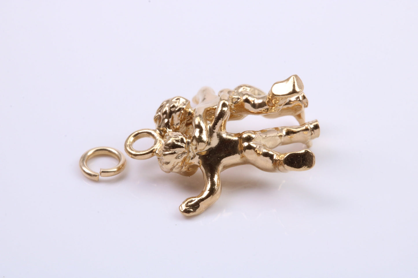 Gemini Zodiac Sign Charm, Traditional Charm, Made from Solid 9ct Yellow Gold, British Hallmarked, Complete with Attachment Link