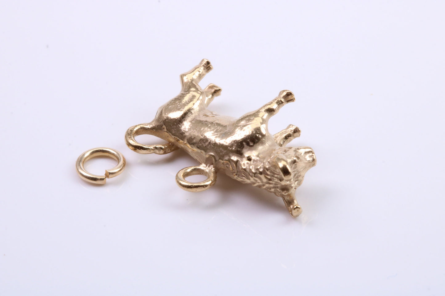 Taurus Zodiac Sign Charm, Traditional Charm, Made from Solid 9ct Yellow Gold, British Hallmarked, Complete with Attachment Link