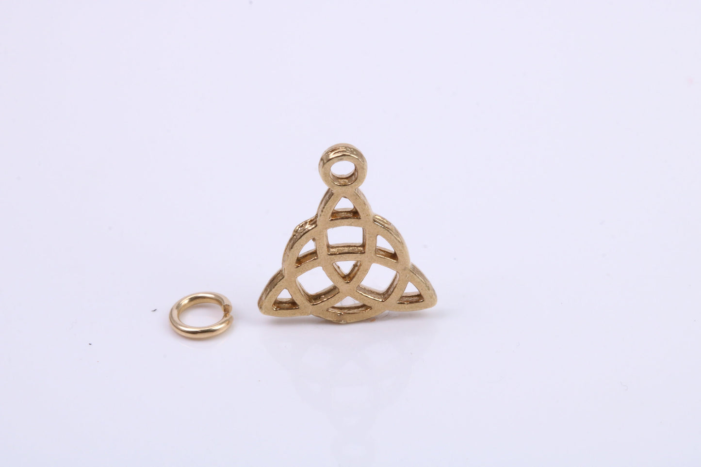 Trinity Knot Charm, Traditional Charm, Made from Solid 14K Yellow Gold, British Hallmarked, Complete with Attachment Link