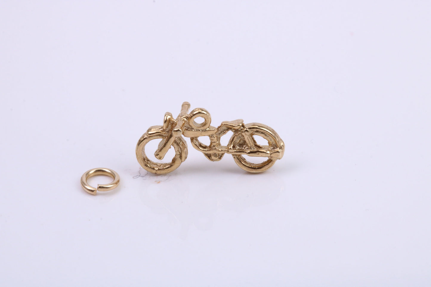 Motorbike Charm, Traditional Charm, Made from Solid 9ct Yellow Gold, British Hallmarked, Complete with Attachment Link