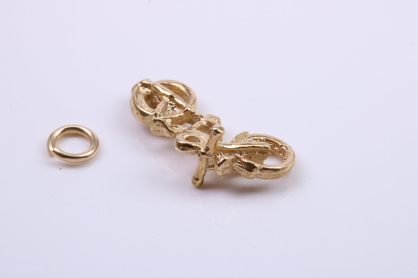Motorbike Charm, Traditional Charm, Made from Solid 9ct Yellow Gold, British Hallmarked, Complete with Attachment Link