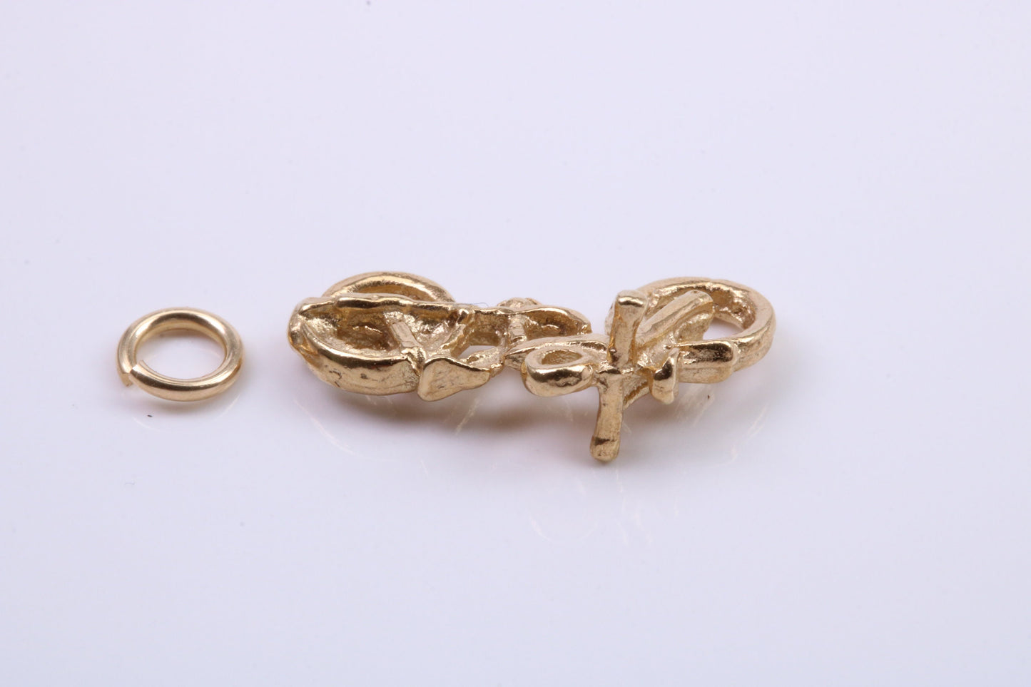 Motorbike Charm, Traditional Charm, Made from Solid 9ct Yellow Gold, British Hallmarked, Complete with Attachment Link
