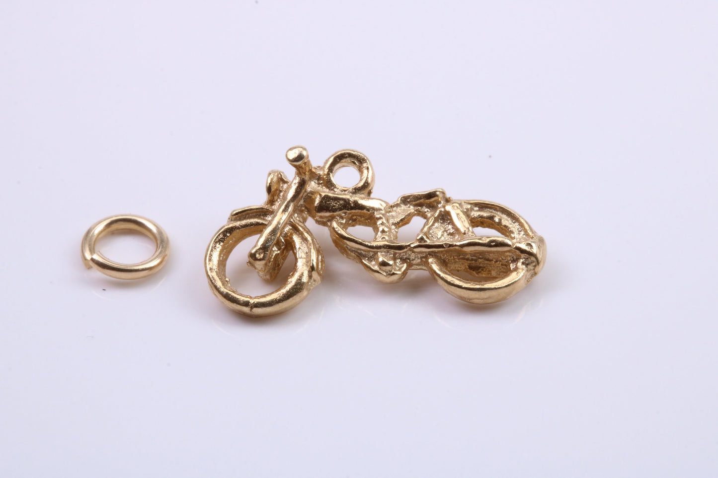 Motorbike Charm, Traditional Charm, Made from Solid 9ct Yellow Gold, British Hallmarked, Complete with Attachment Link