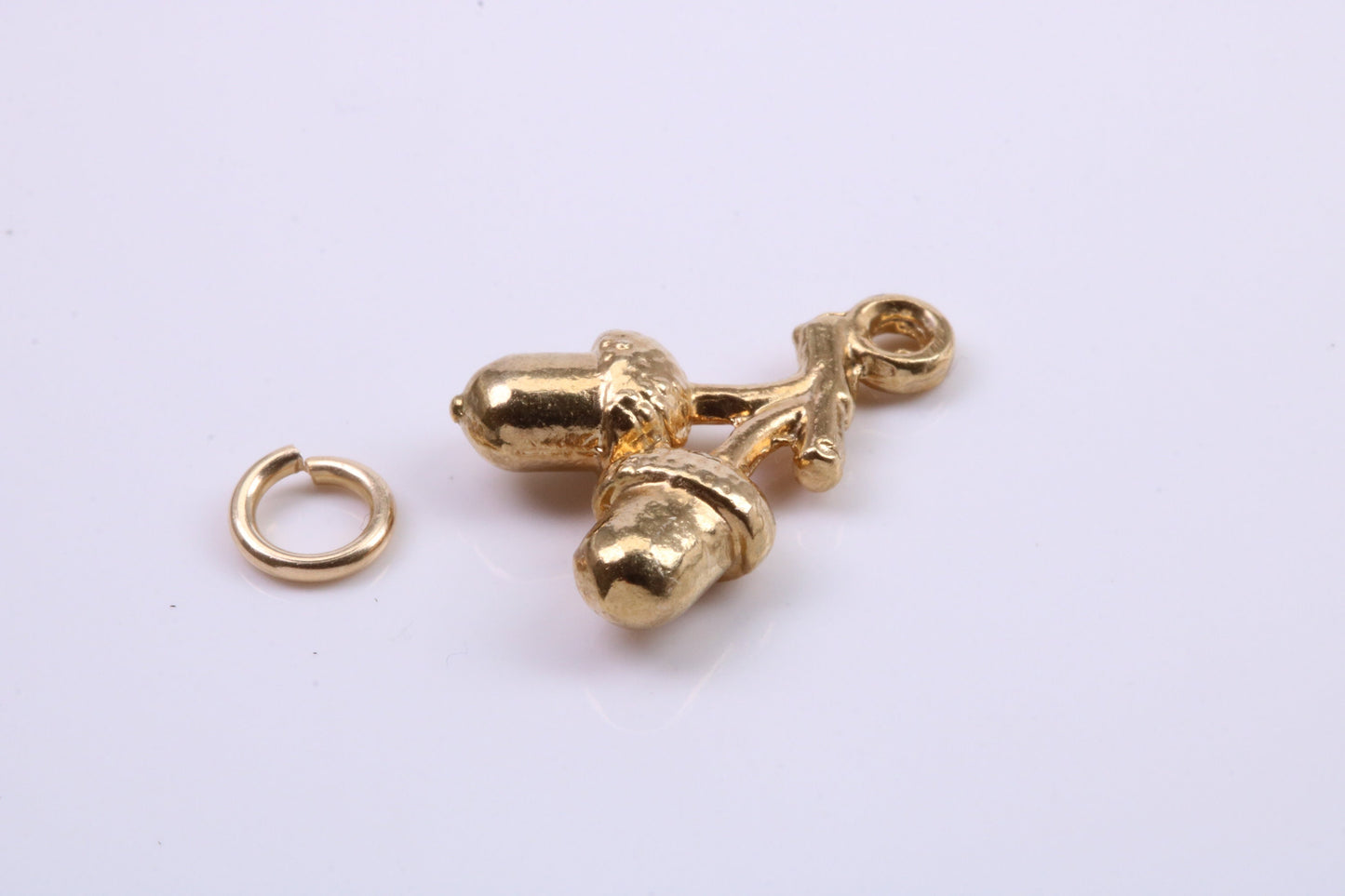 Acorns Charm, Traditional Charm, Made from Solid 9ct Yellow Gold, British Hallmarked, Complete with Attachment Link