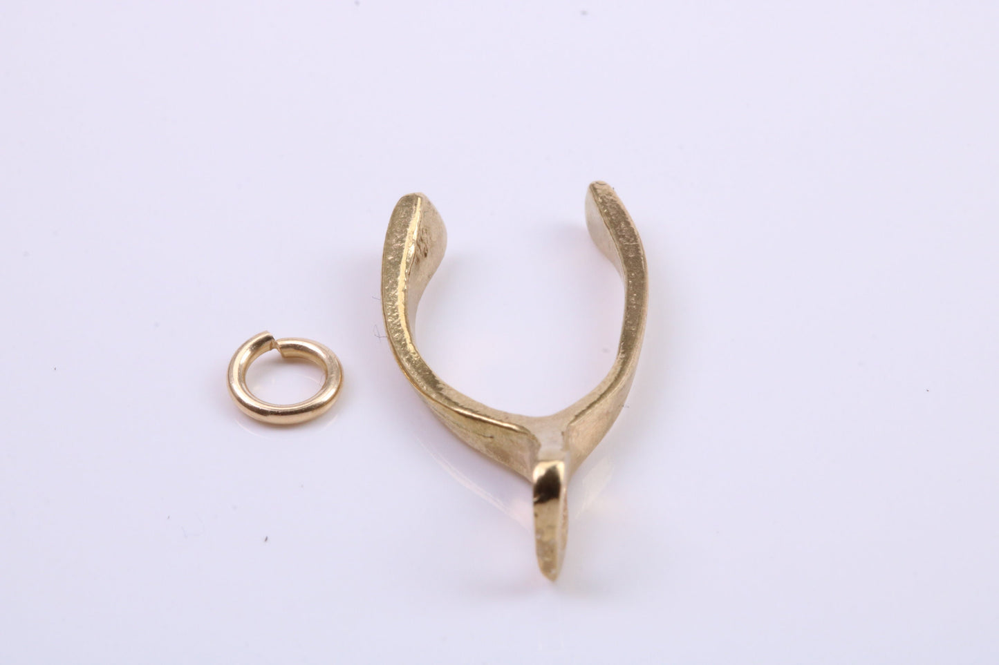 Wish Bone Charm, Traditional Charm, Made from Solid 9ct Yellow Gold, British Hallmarked, Complete with Attachment Link