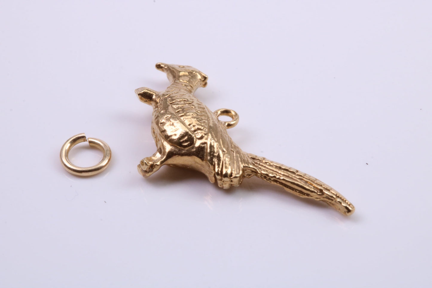 Pheasant Charm, Traditional Charm, Made from Solid 9ct Yellow Gold, British Hallmarked, Complete with Attachment Link