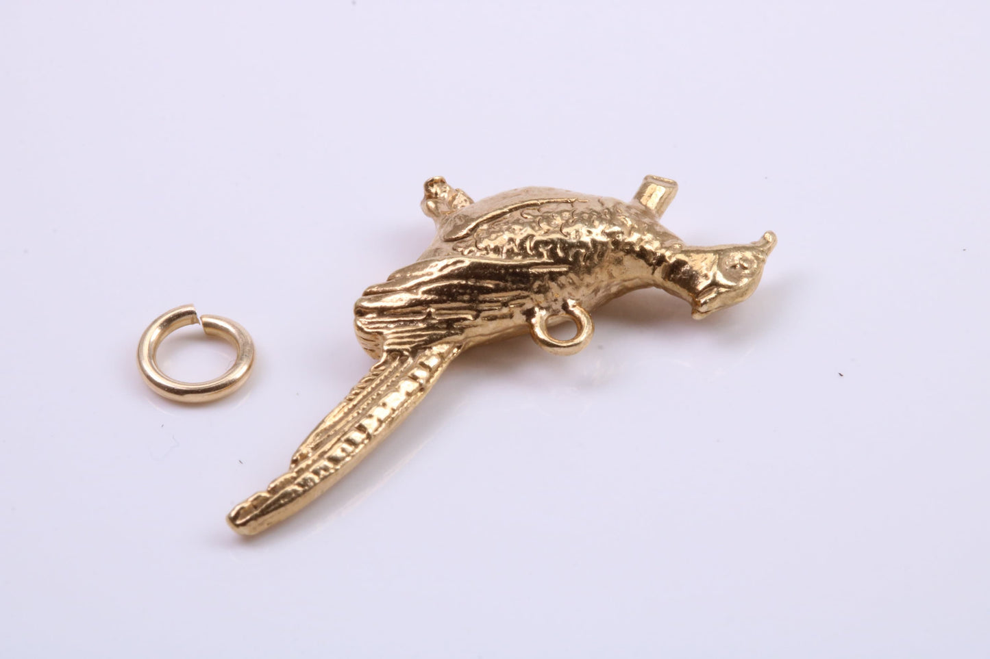 Pheasant Charm, Traditional Charm, Made from Solid 9ct Yellow Gold, British Hallmarked, Complete with Attachment Link