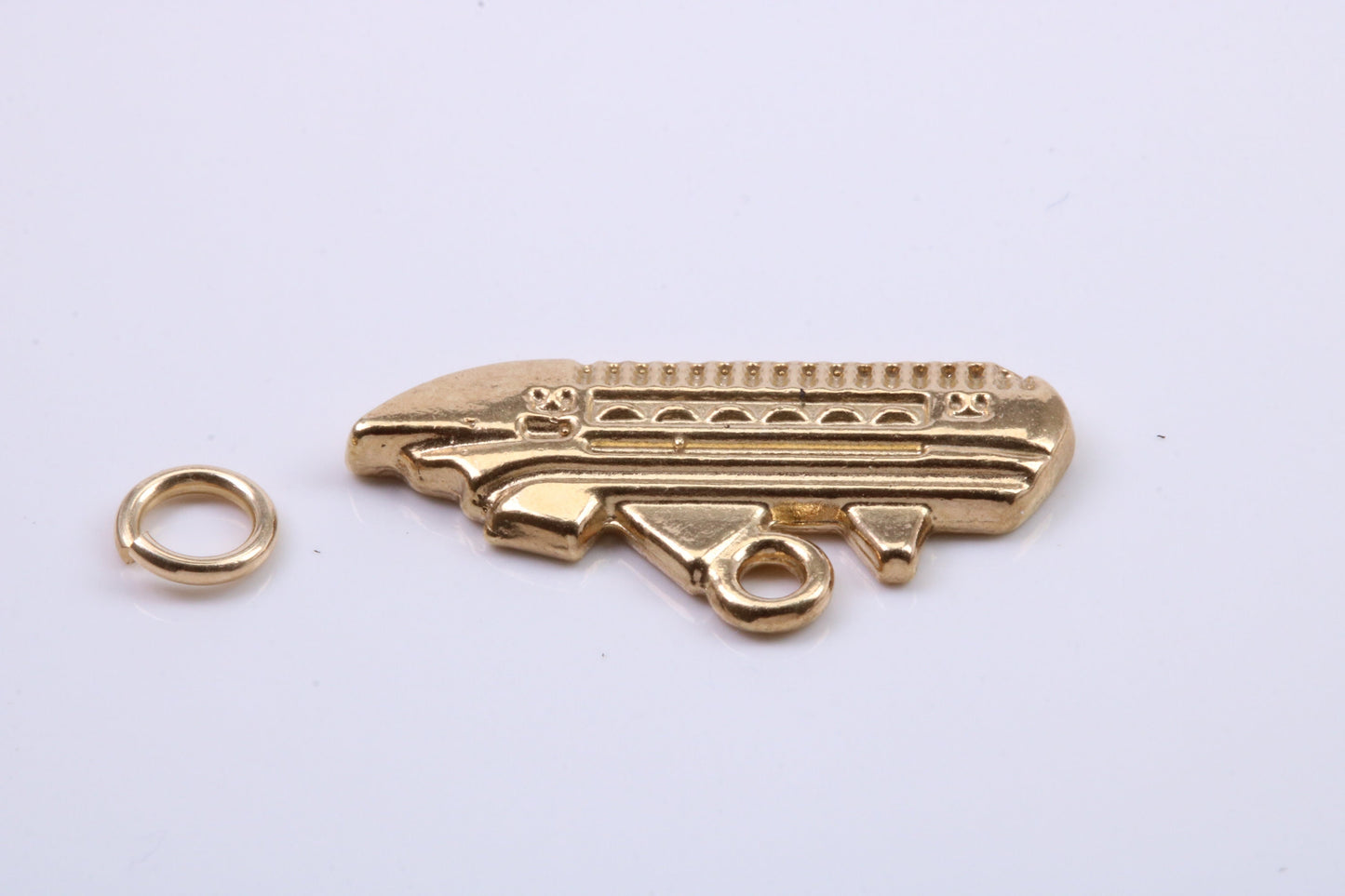 Cruise Ship Charm, Traditional Charm, Made from Solid 9ct Yellow Gold, British Hallmarked, Complete with Attachment Link