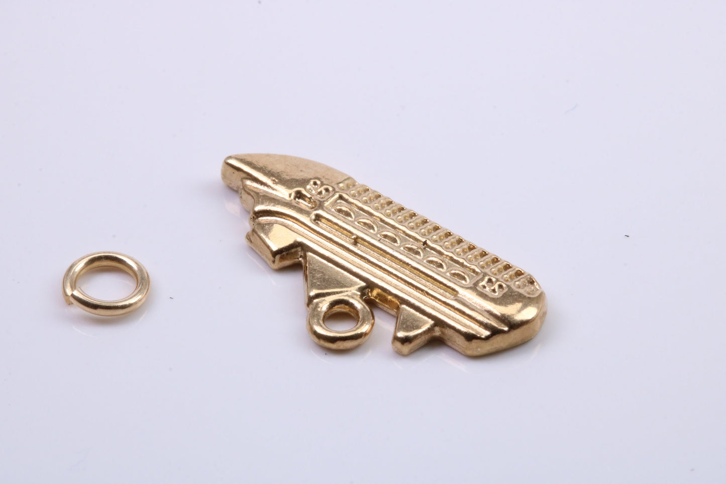 Cruise Ship Charm, Traditional Charm, Made from Solid 9ct Yellow Gold, British Hallmarked, Complete with Attachment Link