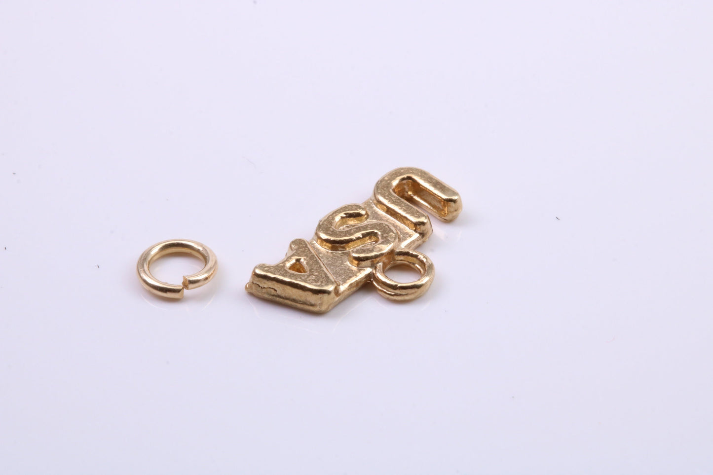 USA Charm, Traditional Charm, Made from Solid 9ct Yellow Gold, British Hallmarked, Complete with Attachment Link