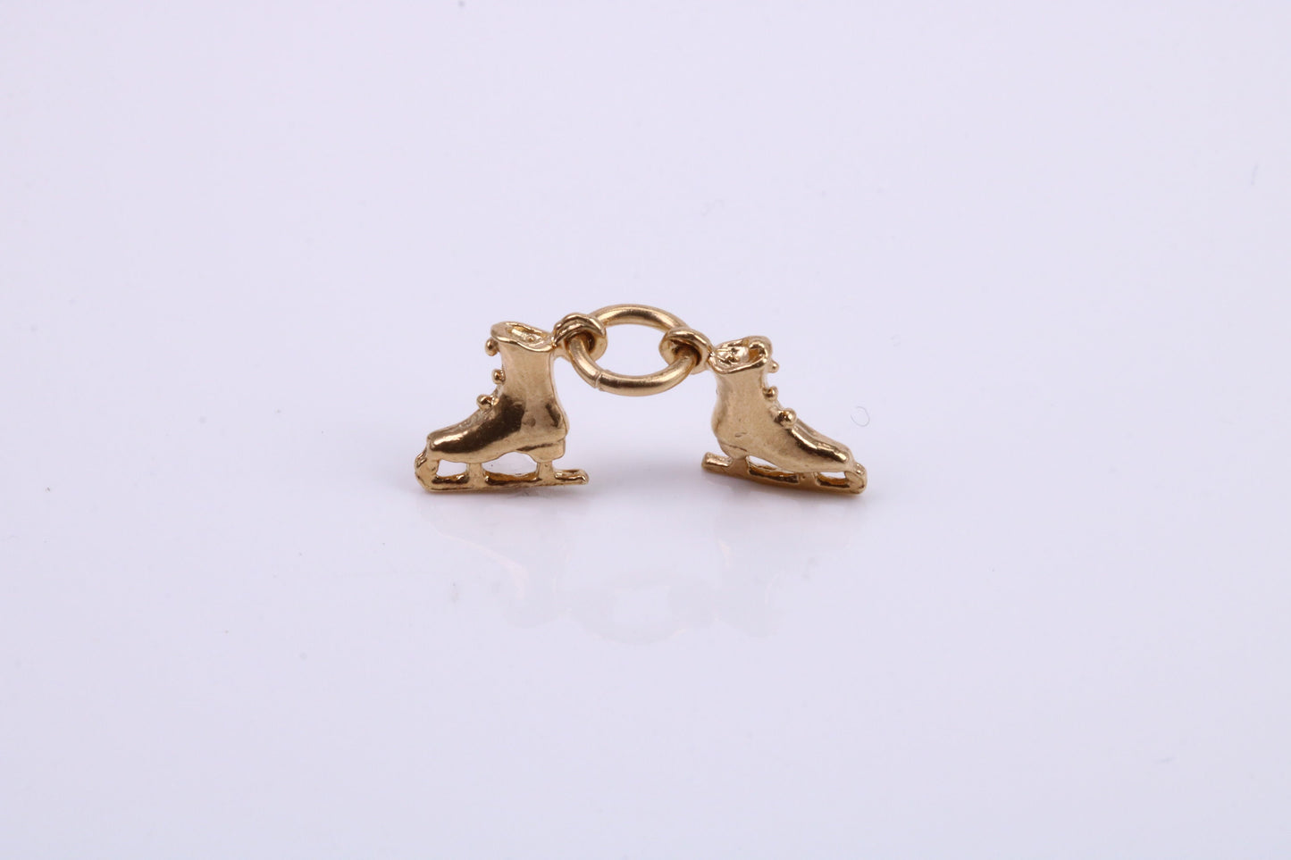 Pair of Ice Skates Charm, Traditional Charm, Made from Solid 9ct Yellow Gold, British Hallmarked, Complete with Attachment Link