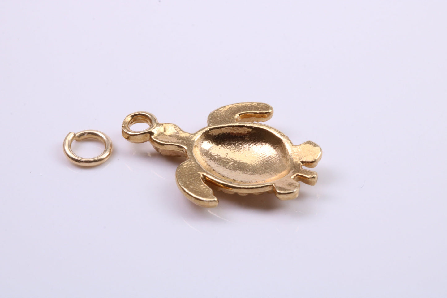 Turtle Charm, Traditional Charm, Made from Solid 9ct Yellow Gold, British Hallmarked, Complete with Attachment Link
