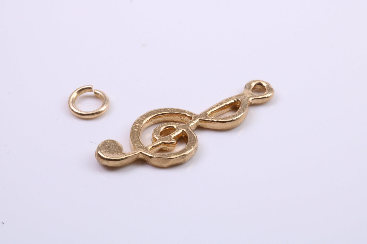 Musical Treble Clef Note Charm, Traditional Charm, Made from Solid 9ct Yellow Gold, British Hallmarked, Complete with Attachment Link