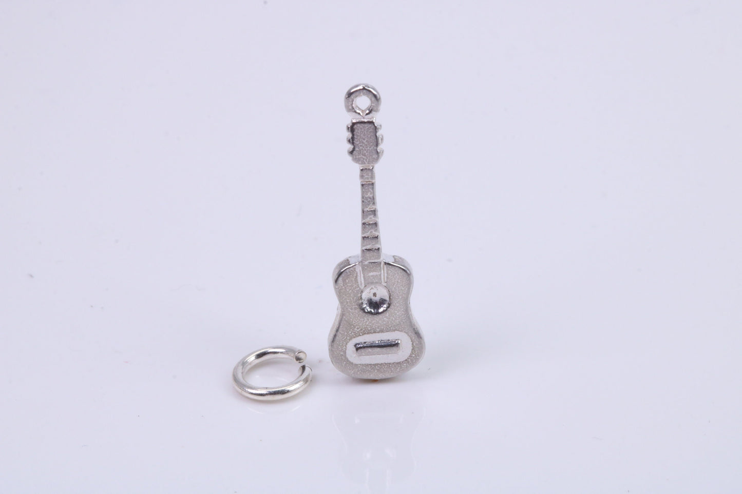 Guitar Charm, Traditional Charm, Made from Solid 925 Grade Sterling Silver, Complete with Attachment Link