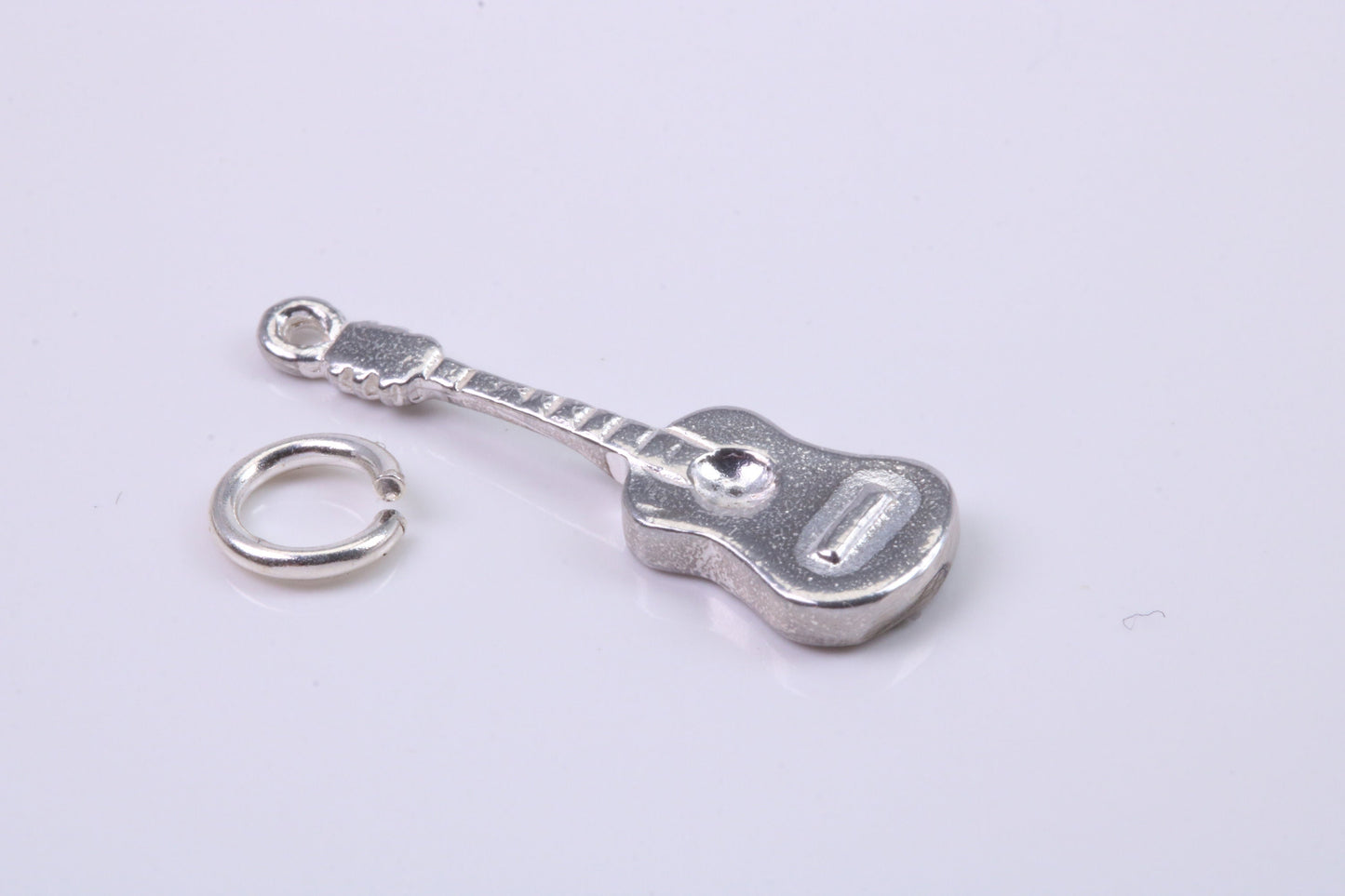 Guitar Charm, Traditional Charm, Made from Solid 925 Grade Sterling Silver, Complete with Attachment Link