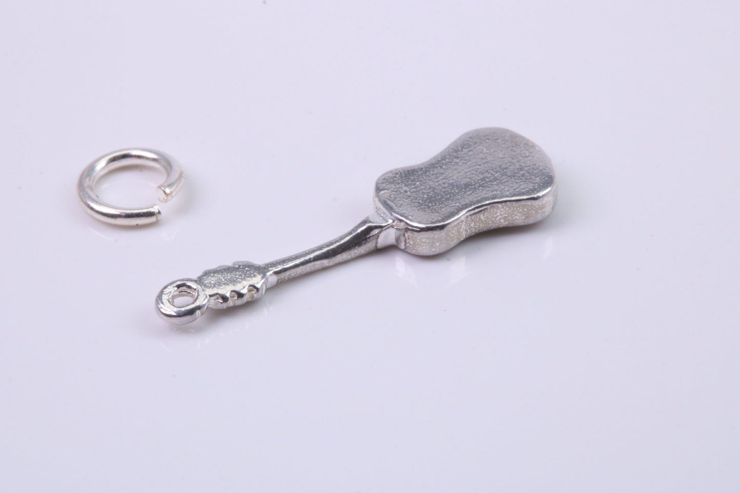 Guitar Charm, Traditional Charm, Made from Solid 925 Grade Sterling Silver, Complete with Attachment Link