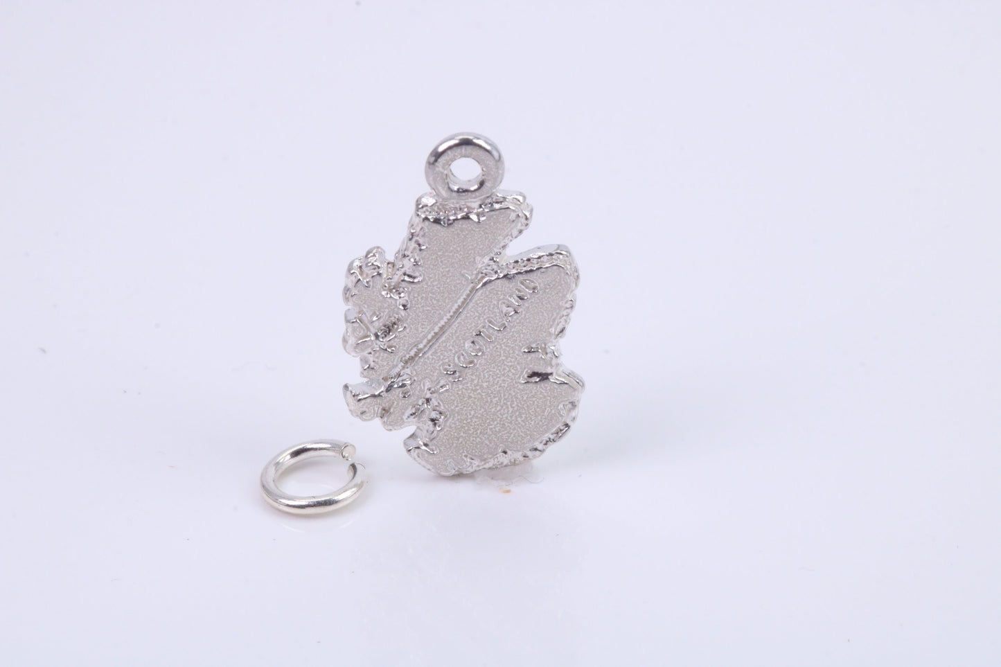 Map of Scotland Charm, Traditional Charm, Made from Solid 925 Grade Sterling Silver, Complete with Attachment Link