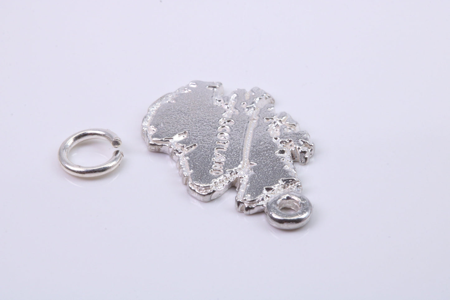 Map of Scotland Charm, Traditional Charm, Made from Solid 925 Grade Sterling Silver, Complete with Attachment Link