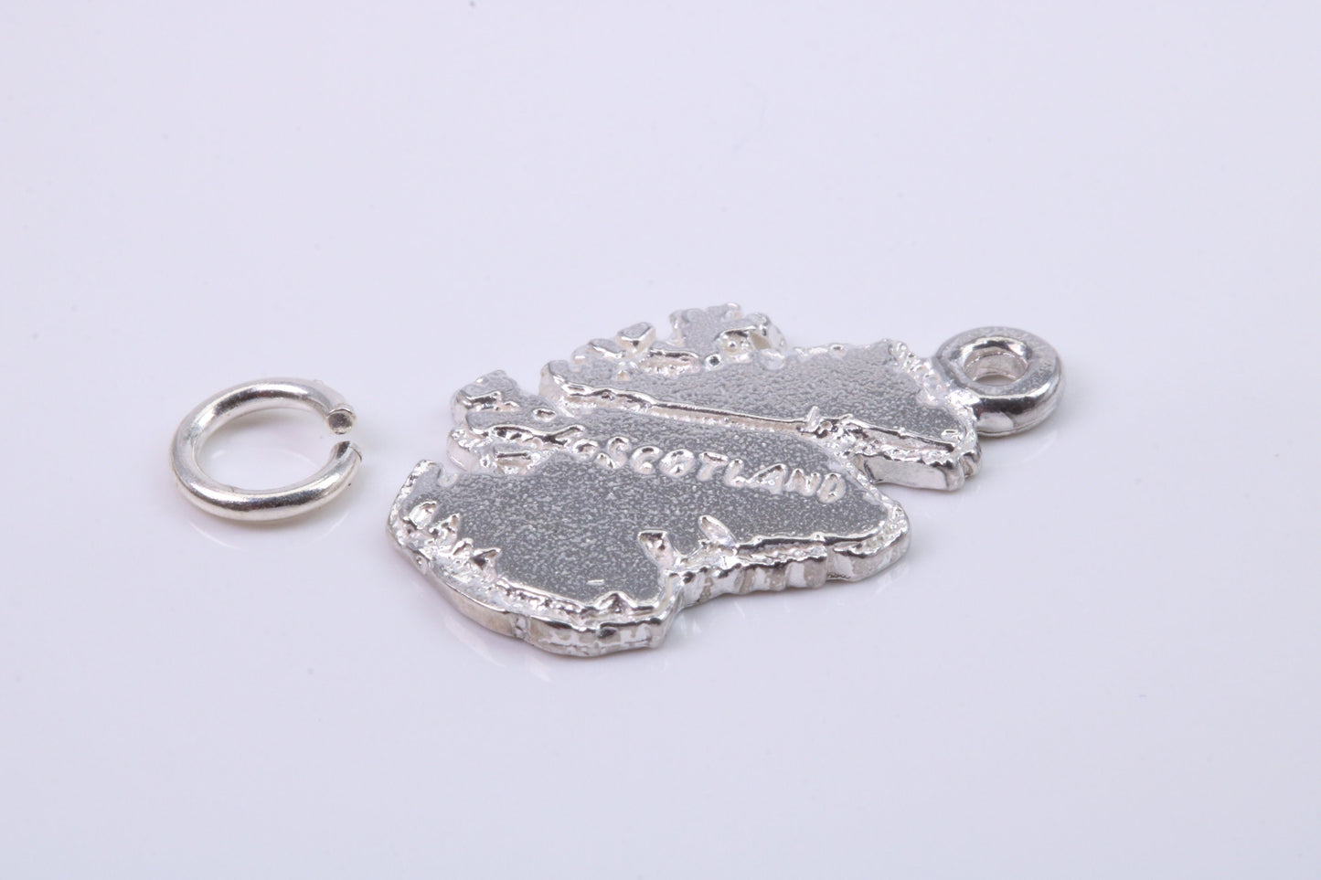 Map of Scotland Charm, Traditional Charm, Made from Solid 925 Grade Sterling Silver, Complete with Attachment Link