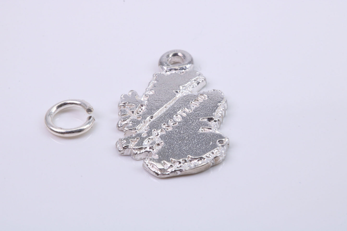 Map of Scotland Charm, Traditional Charm, Made from Solid 925 Grade Sterling Silver, Complete with Attachment Link