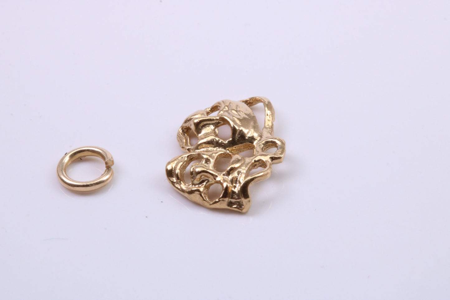 Pantomime Mask Charm, Traditional Charm, Made from Solid 9ct Yellow Gold, British Hallmarked, Complete with Attachment Link