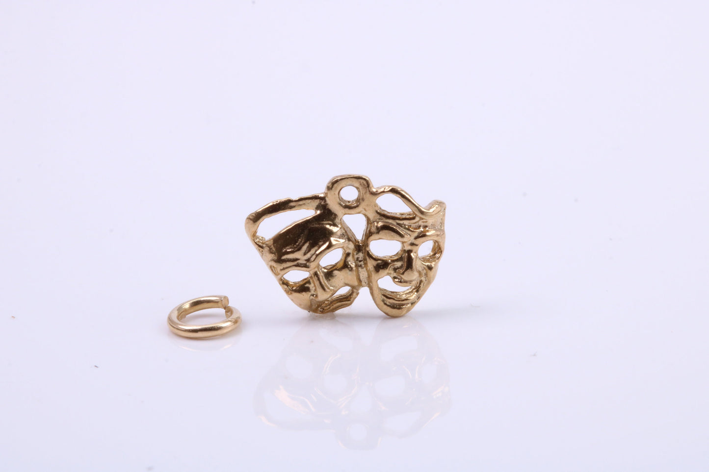 Pantomime Mask Charm, Traditional Charm, Made from Solid 9ct Yellow Gold, British Hallmarked, Complete with Attachment Link