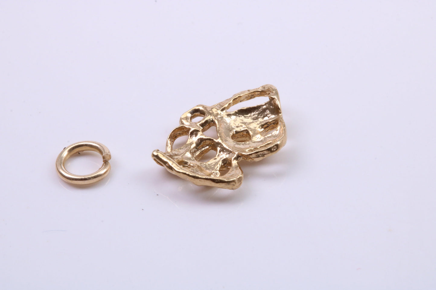 Pantomime Mask Charm, Traditional Charm, Made from Solid 9ct Yellow Gold, British Hallmarked, Complete with Attachment Link