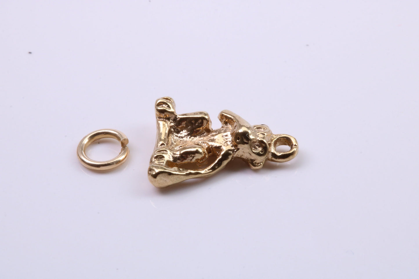 Speak no Evil Monkey Charm, Traditional Charm, Made from Solid 9ct Yellow Gold, British Hallmarked, Complete with Attachment Link