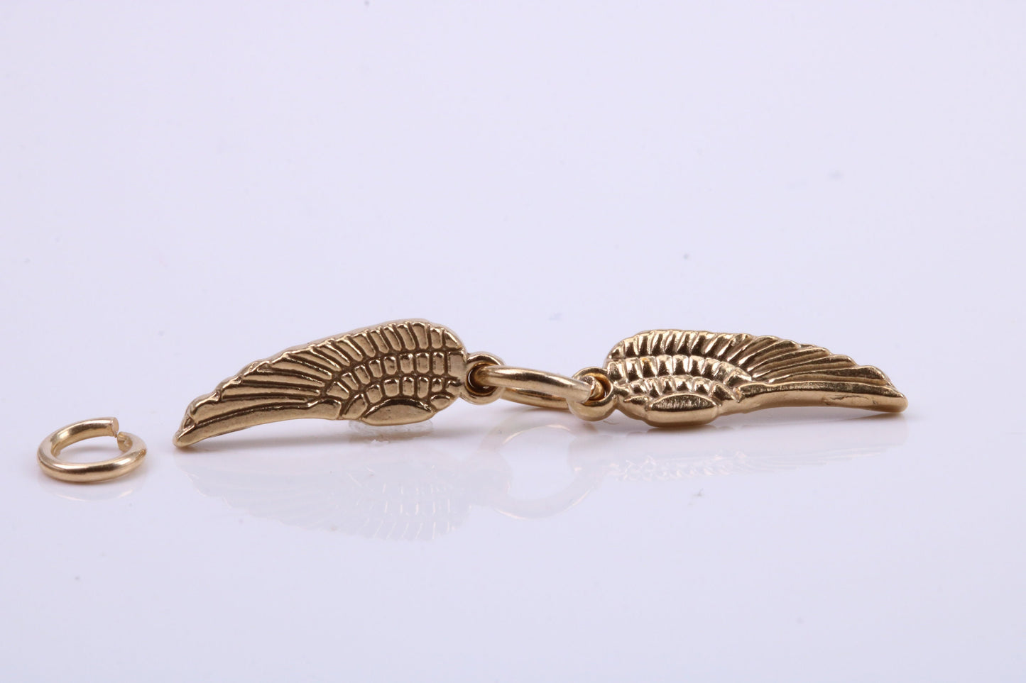 Wings Charm, Traditional Charm, Made from Solid 9ct Yellow Gold, British Hallmarked, Complete with Attachment Link