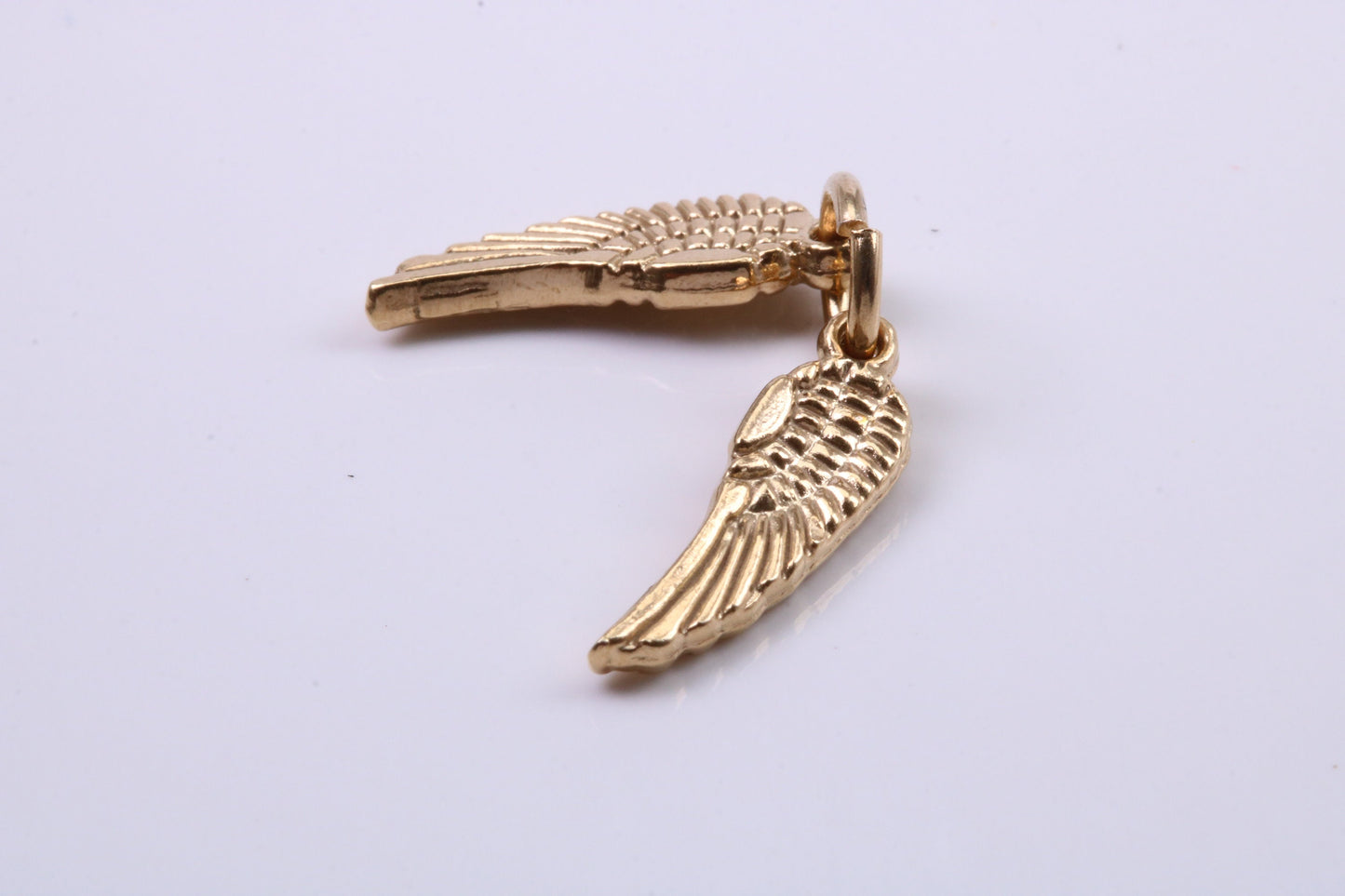 Wings Charm, Traditional Charm, Made from Solid 9ct Yellow Gold, British Hallmarked, Complete with Attachment Link