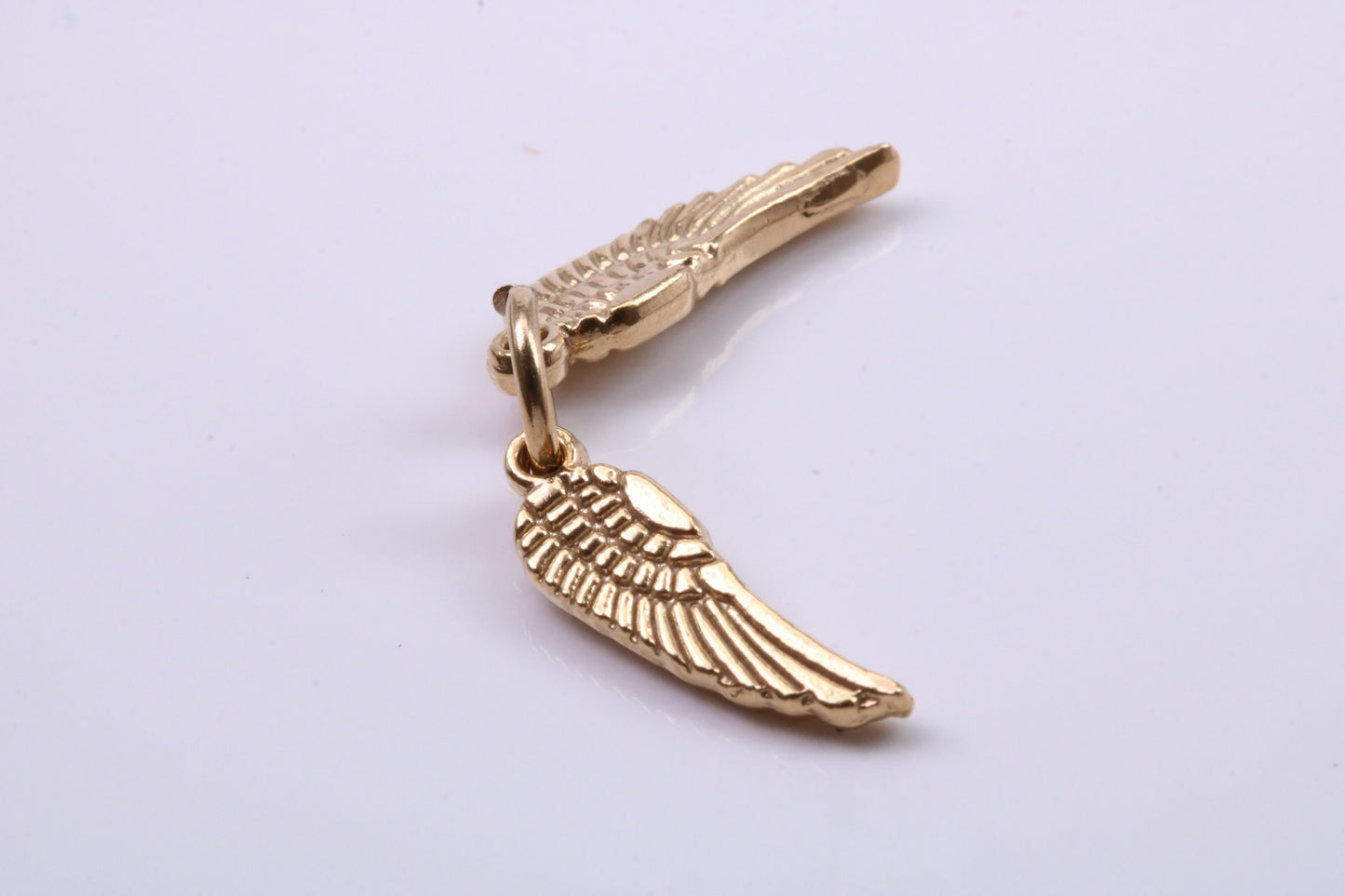 Wings Charm, Traditional Charm, Made from Solid 9ct Yellow Gold, British Hallmarked, Complete with Attachment Link