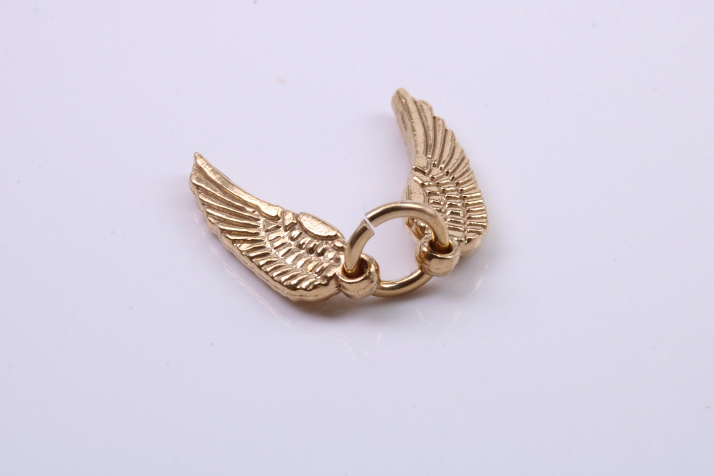 Wings Charm, Traditional Charm, Made from Solid 9ct Yellow Gold, British Hallmarked, Complete with Attachment Link