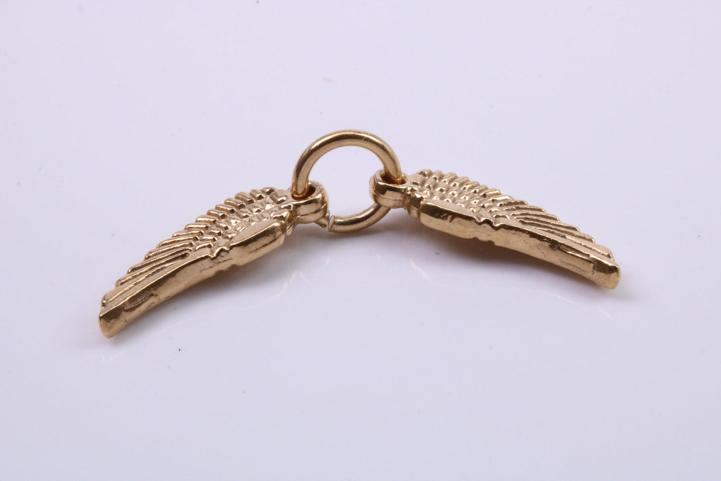 Wings Charm, Traditional Charm, Made from Solid 9ct Yellow Gold, British Hallmarked, Complete with Attachment Link