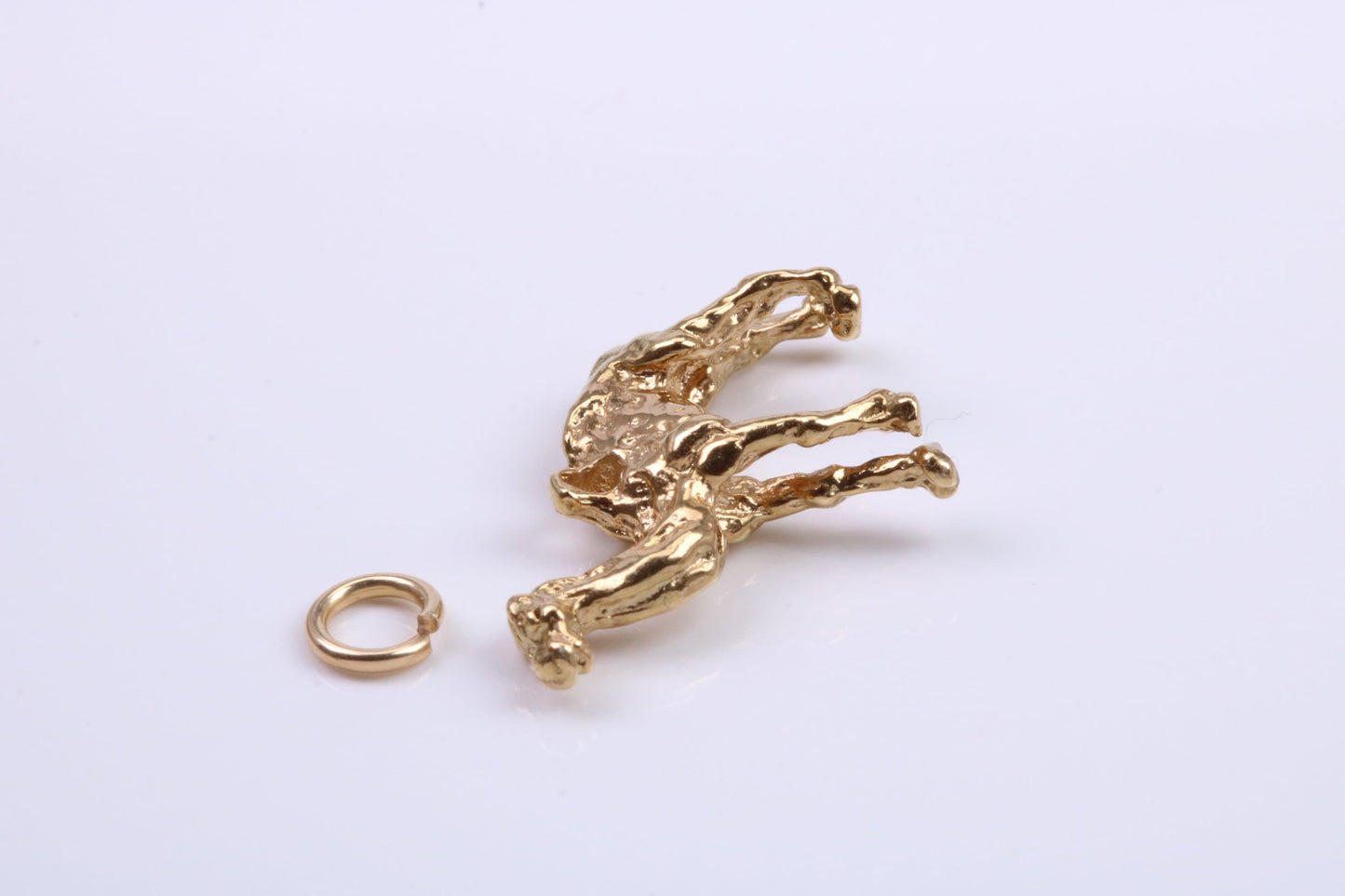 Arabian Camel Charm, Traditional Charm, Made from Solid 9ct Yellow Gold, British Hallmarked, Complete with Attachment Link